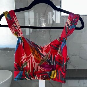 Red Carter Multicolor Tropical Crop Top